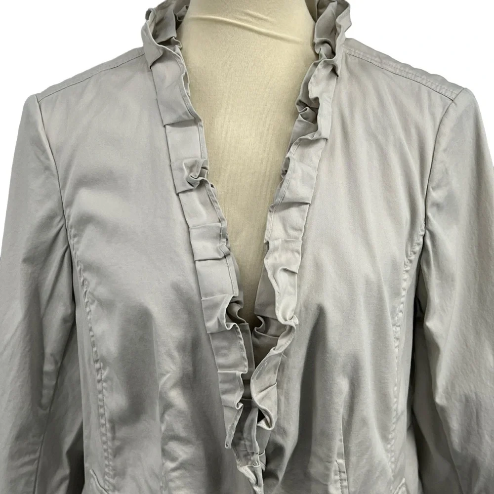 Women's Ruffled Gray Jacket - Picture 2 of 4